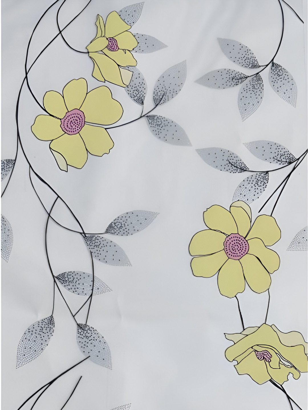 INDIAN ROYALS White & Yellow Printed Flower Transparent Waterproof Wall Sticker