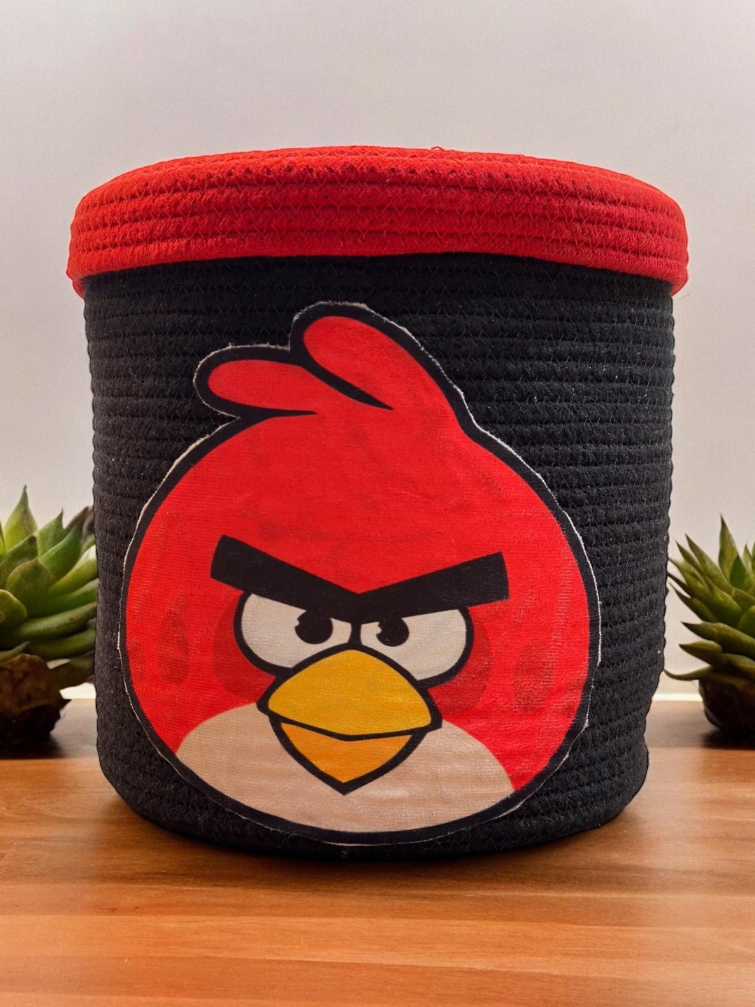 Dolce Casa Red & Black Textured Rope Laundry Bag With Lid