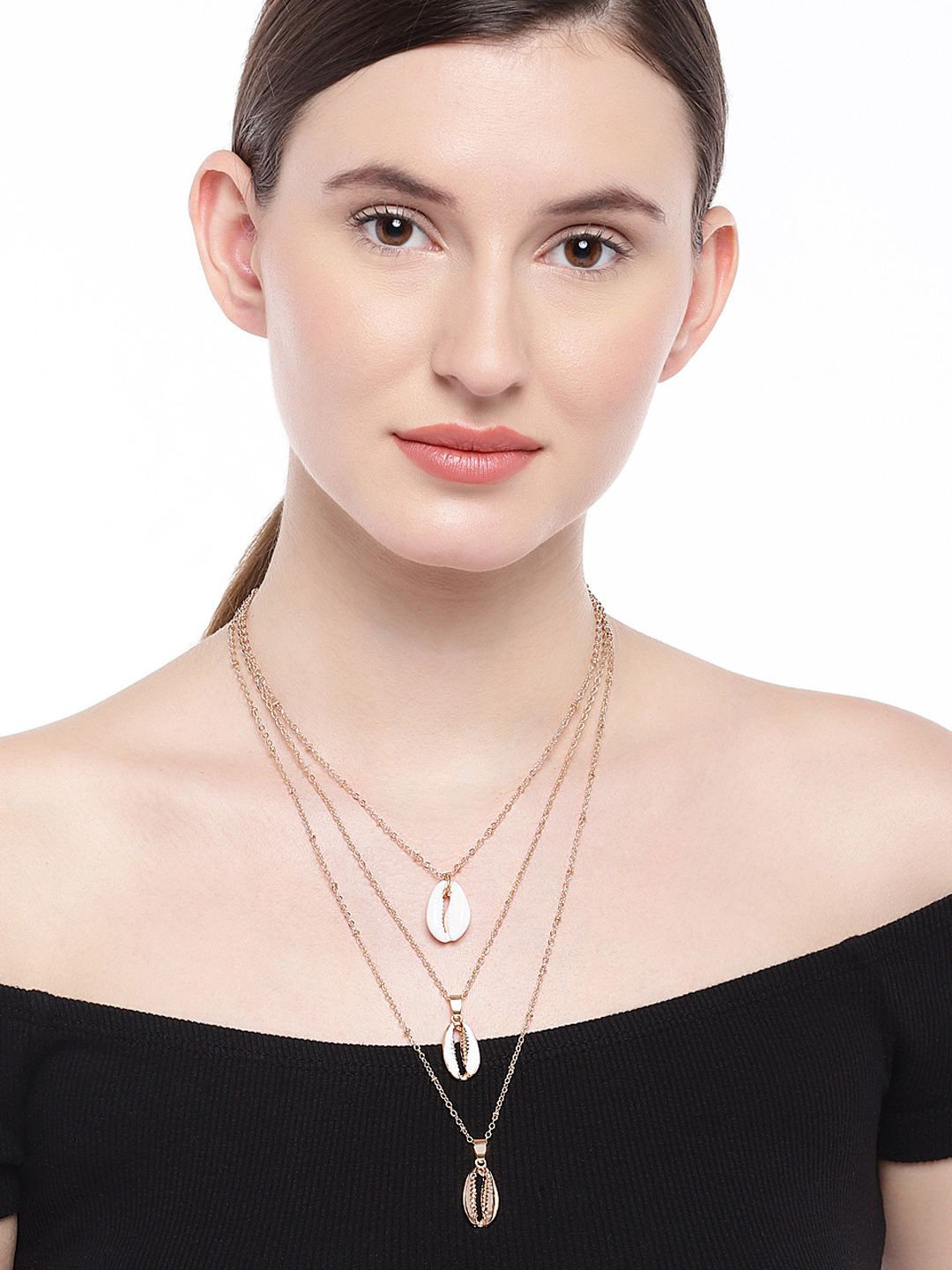 DressBerry Multi Layered Sea Shell Beaded Charm Fashion Necklace