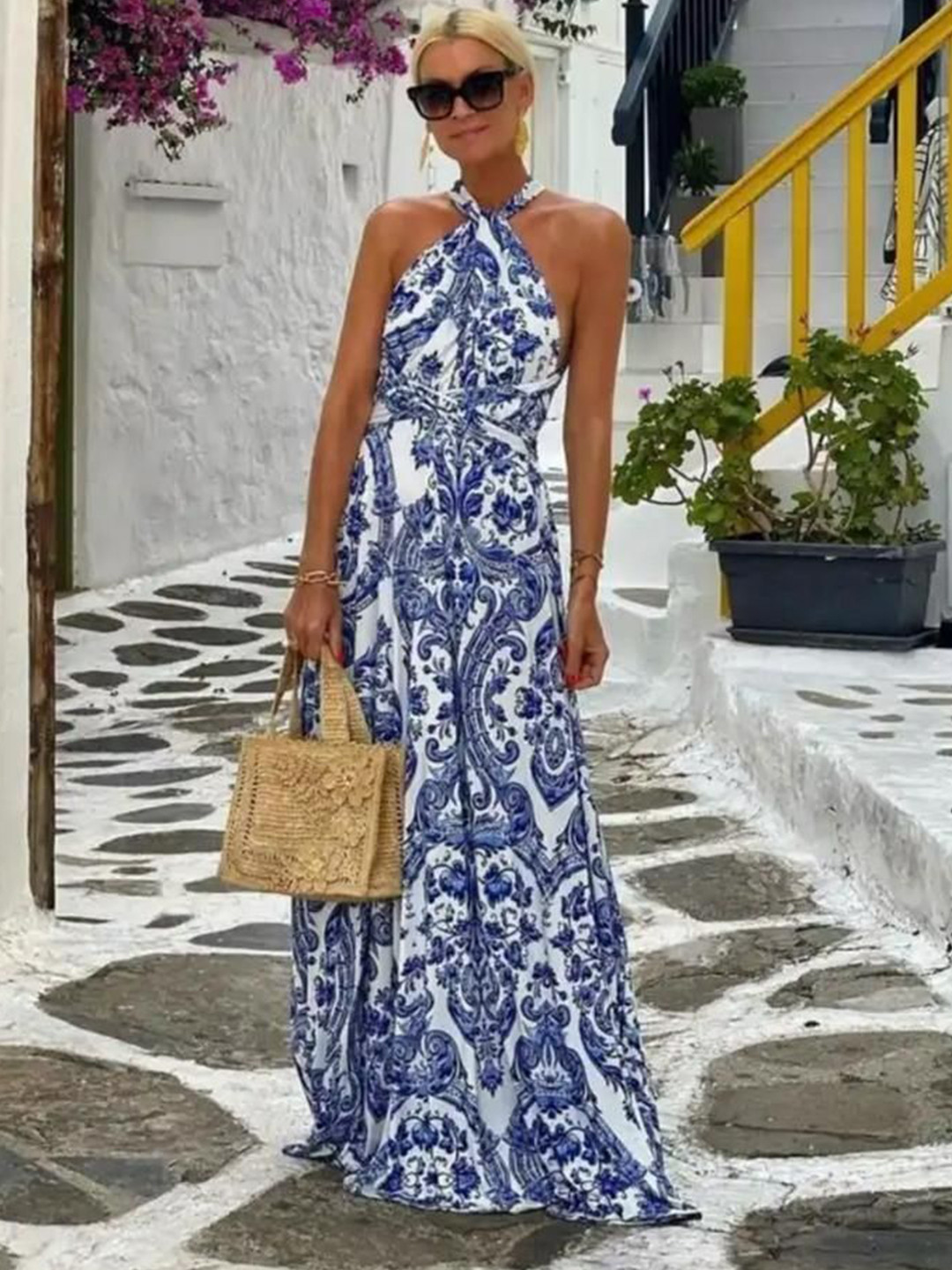 Miss Mosa By Akanksha  Blue Rassha Printed Summer Holiday Dress