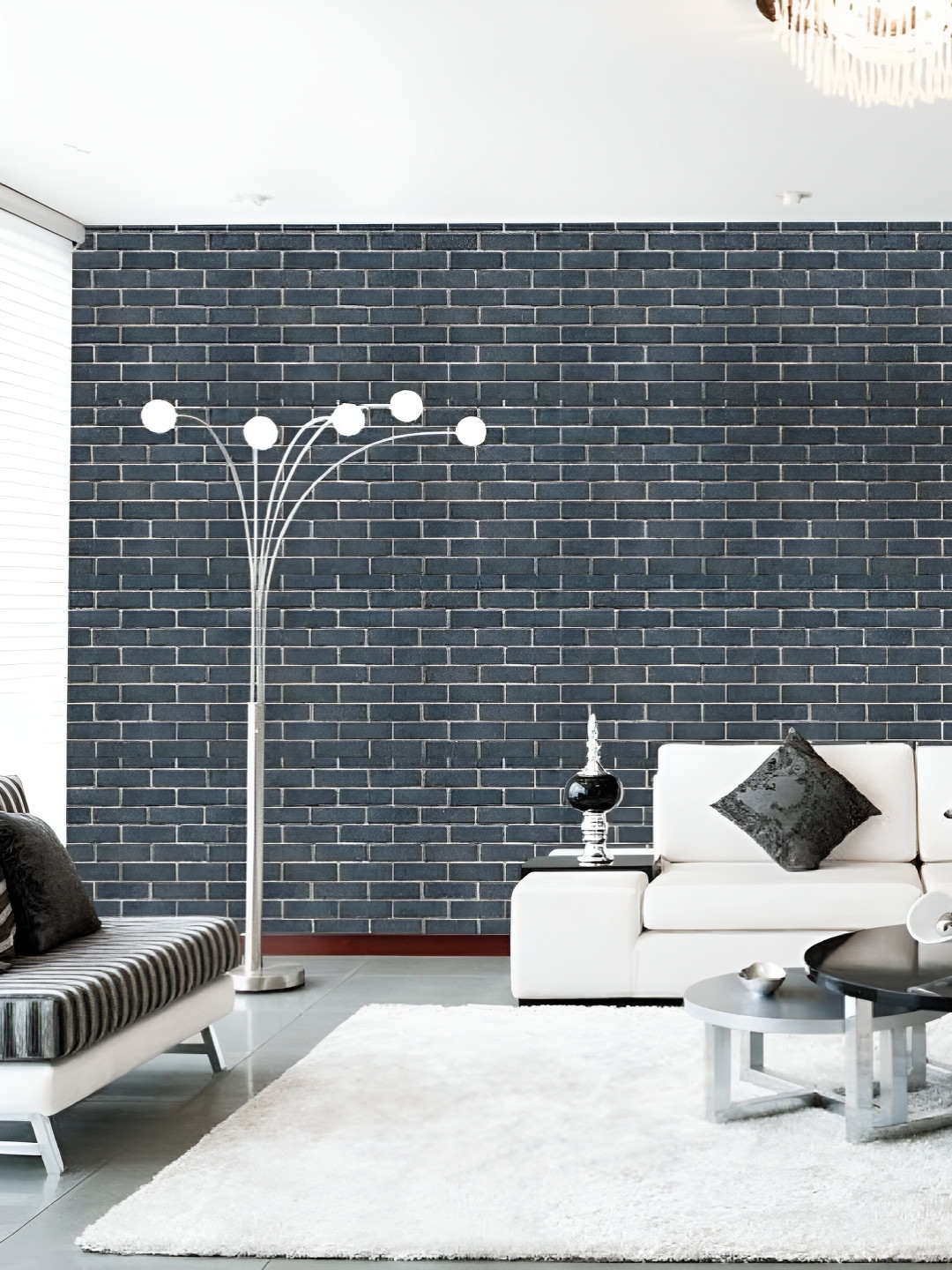 INDIAN ROYALS Grey Brick Peel & Stick Printed Self-Adhesive & Durable Wall Sticker