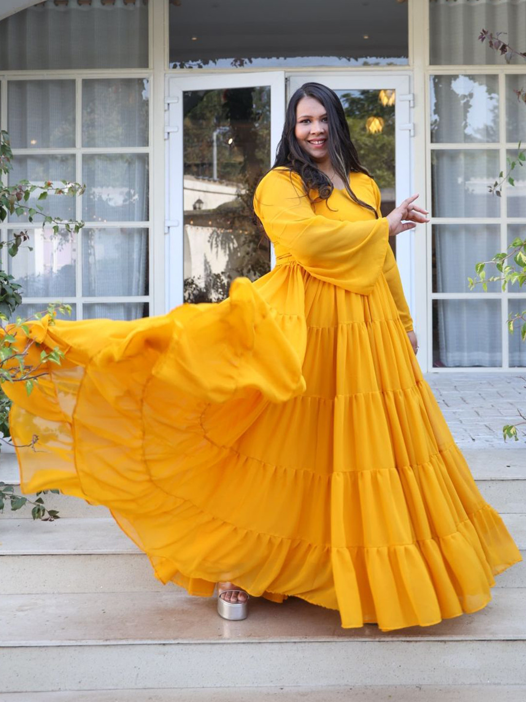 Swadeshi Shringaar Women Sunshine Georgette Lehenga Set