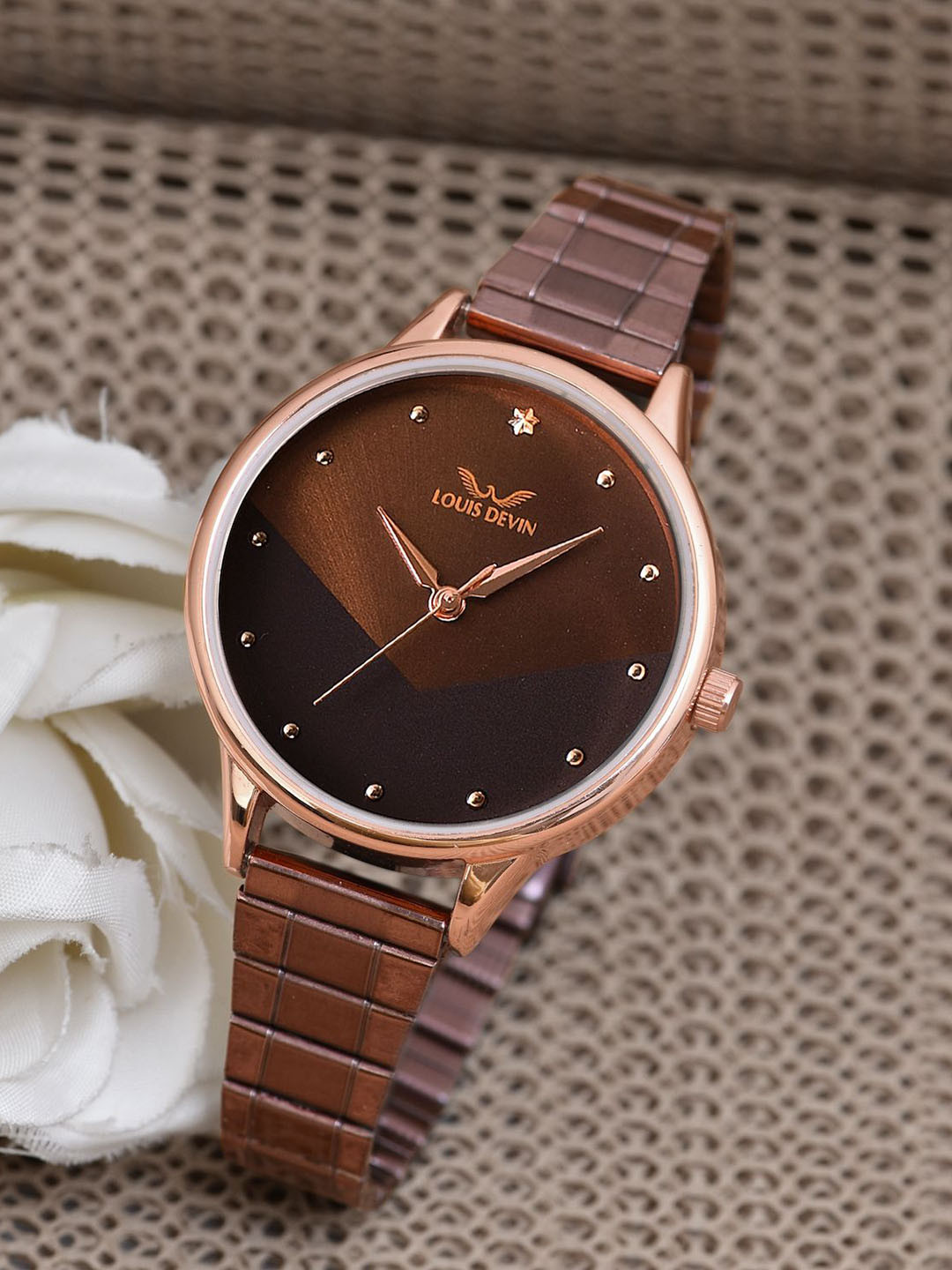 LOUIS DEVIN Women Brown Metal Chain Wrist Watch LD-CP188-BRW