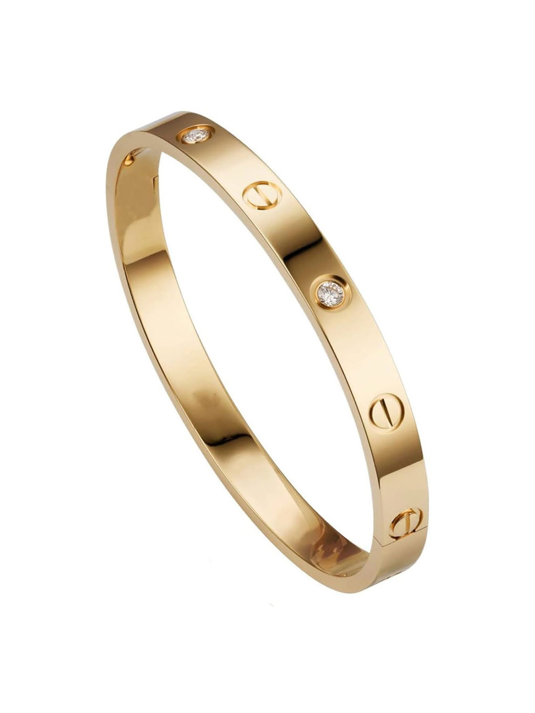 ADC SHEMONA Women 18KT Gold-Plated Stainless Steel AD-Stone Studded Bangle-Style Bracelet