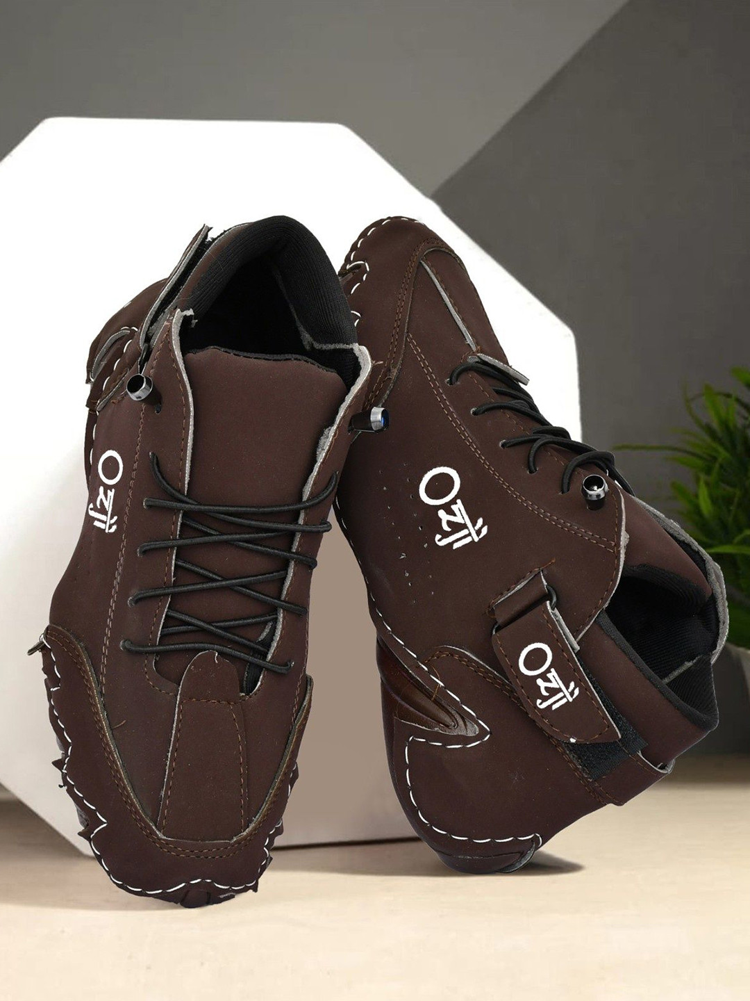 OZJI Men Basketball High-Top Lace-Ups Non-Marking Shoes