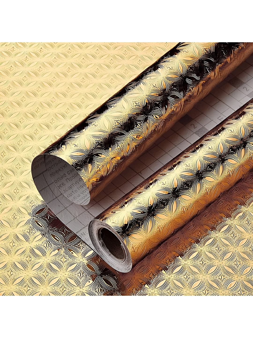 INDIAN ROYALS Gold Self Design Small Square Design Kitchen Waterproof Wallpaper