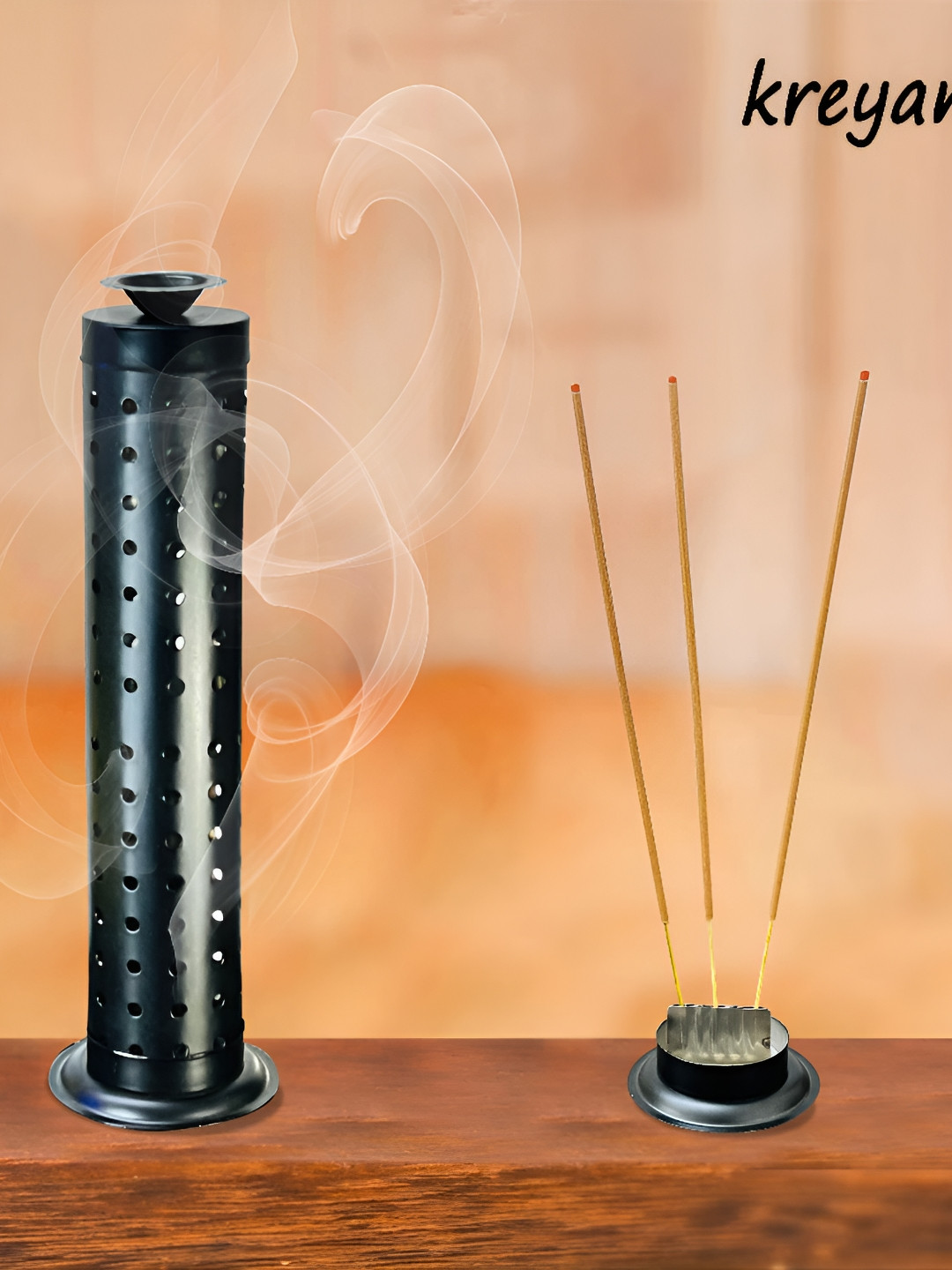 kreyam's Black Textured Metal Incense Stick Holder