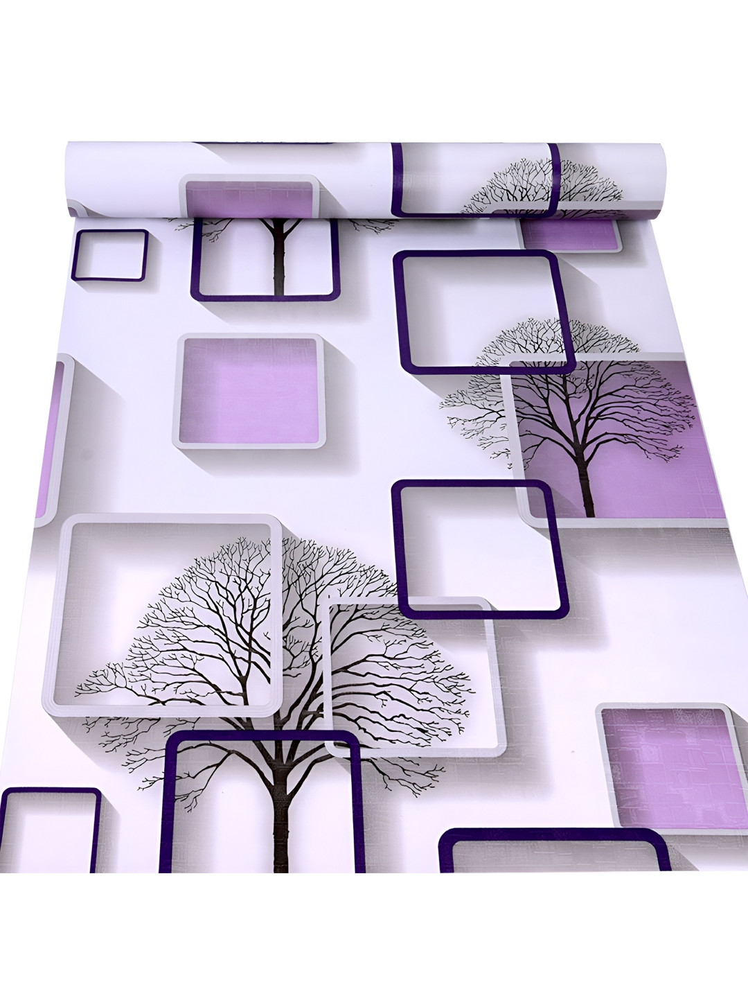 INDIAN ROYALS Violet Geometric Pattern Printed Self-Adhesive & Durable Wall Sticker
