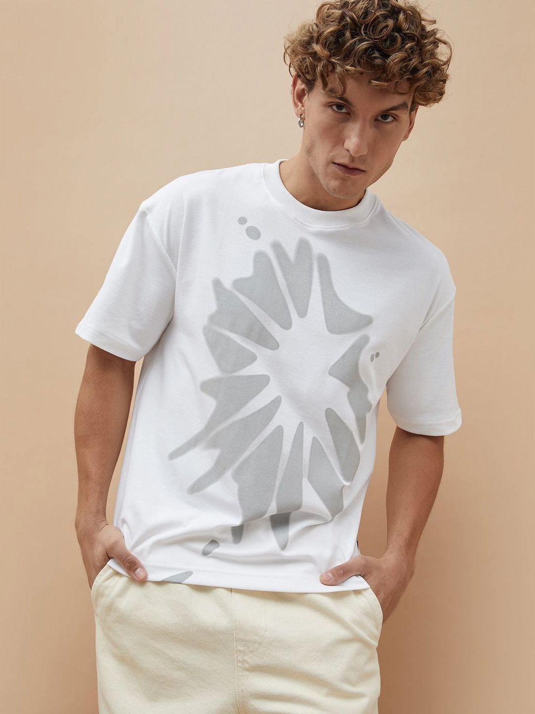 Bossini Graphic Printed Drop-Shoulder Sleeves Cotton T-shirt