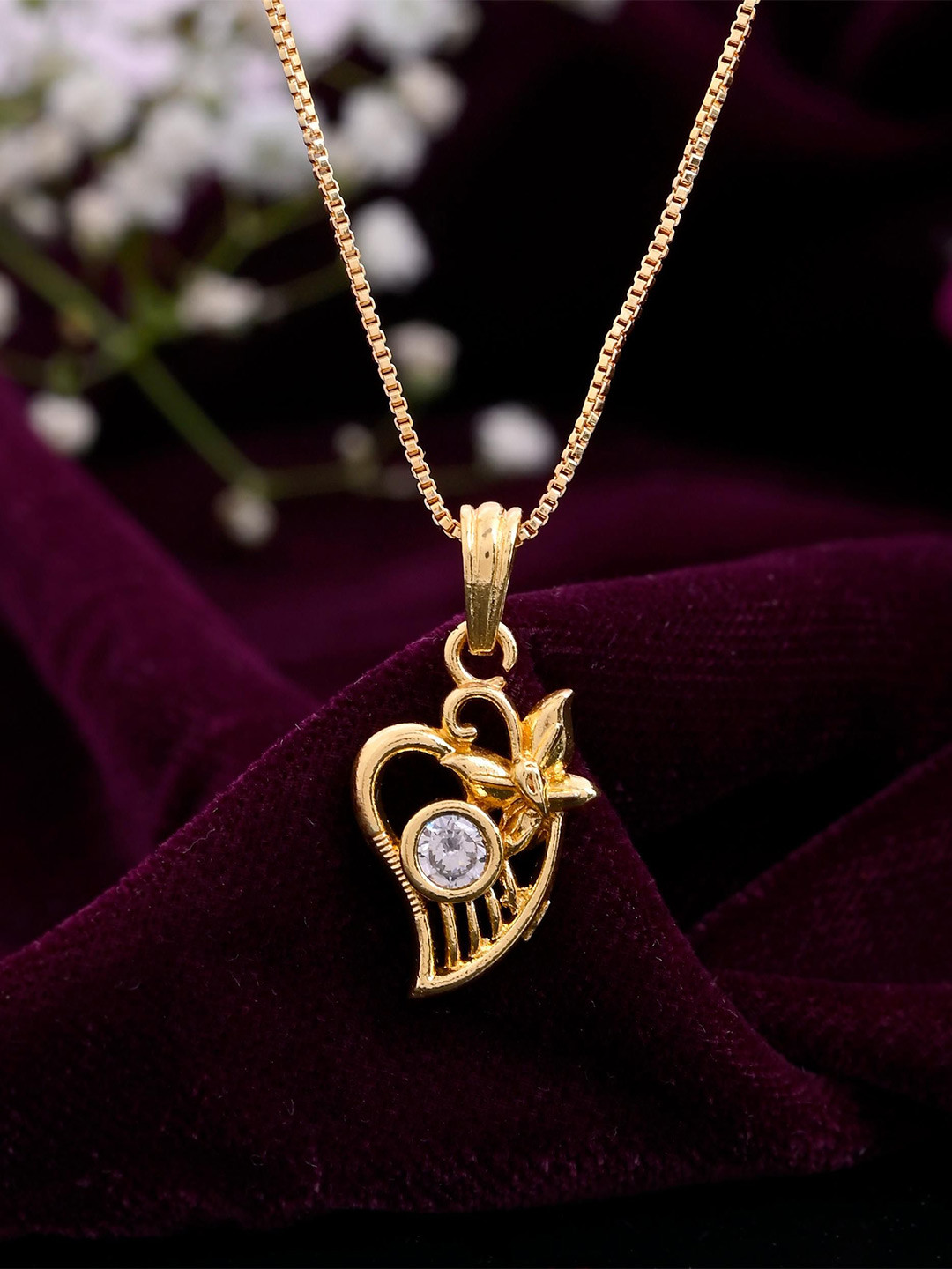 DIVASTRI Women Designer AD Studded Contemporary Pendants with Chains