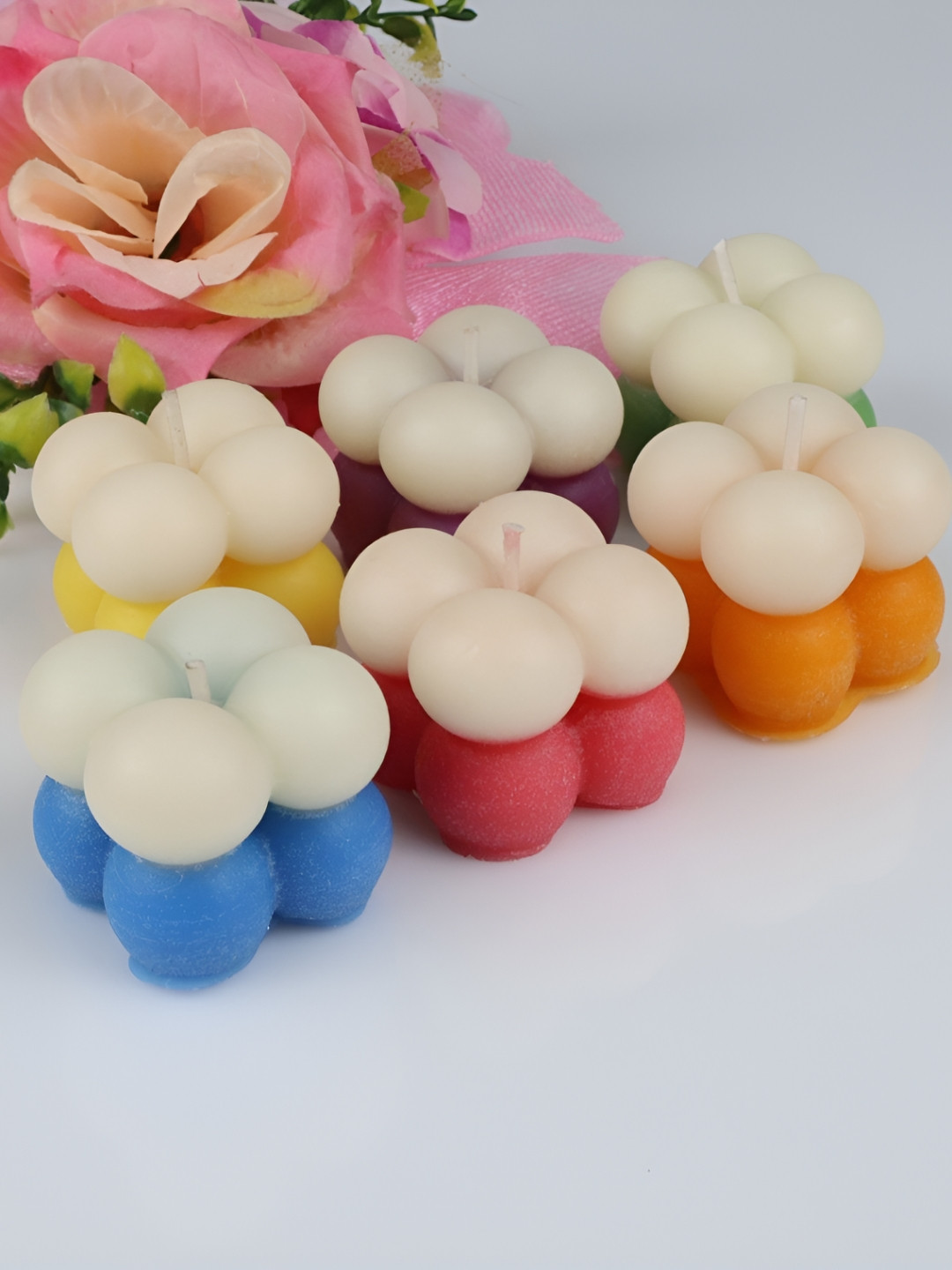 Shraddha Creation Bubble Candle, Multi Color Home Decor 6Pcs Scented Tea Light Candles