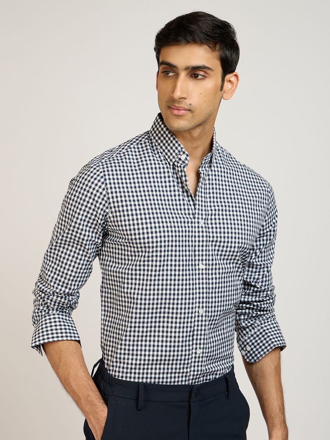 PB & J Gingham Checks Checked Spread Collar Cotton Shirt