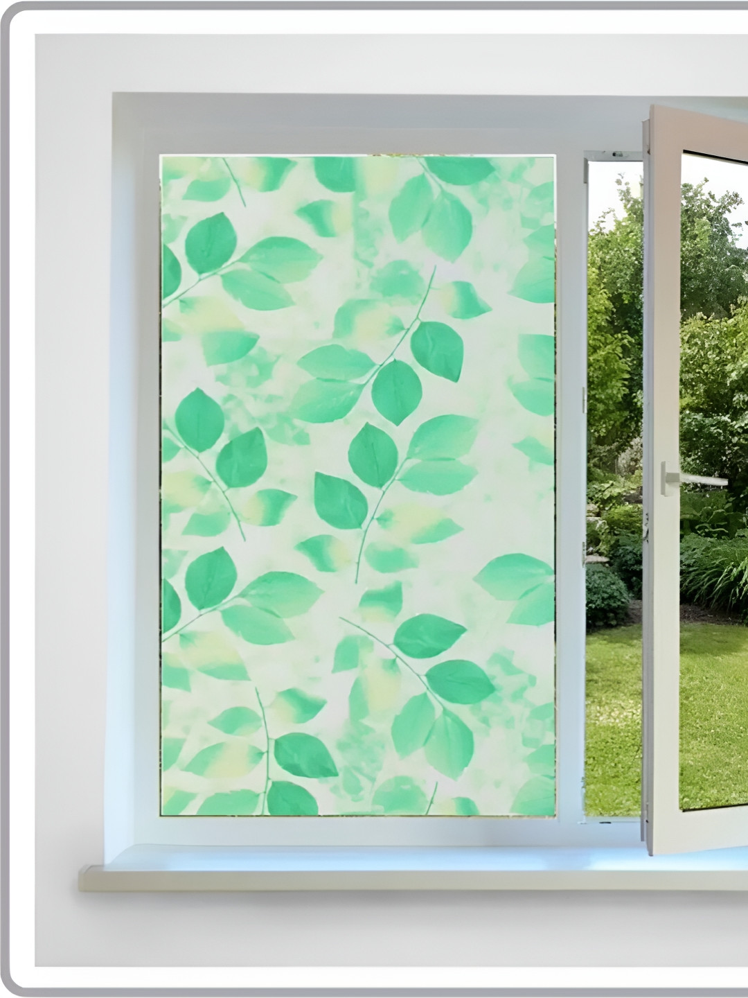 INDIAN ROYALS Green Leaves Printed Self-Adhesive Window Sticker