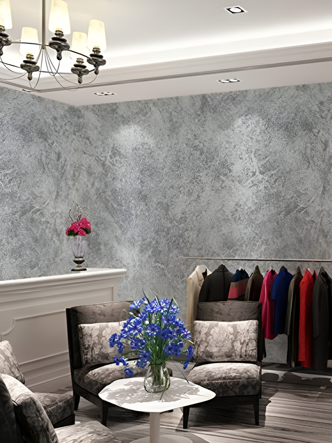 INDIAN ROYALS Grey Texture Printed Self-Adhesive & Durable Wall Sticker