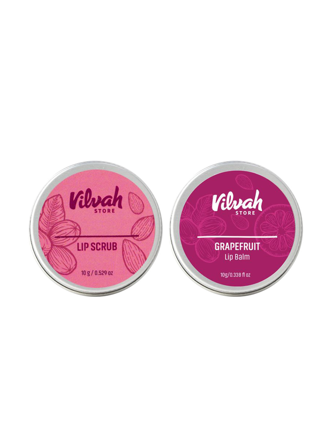 Vilvah Store Set Of 2 Grapefruit Lip Balm & Lip Scrub - 10g Each
