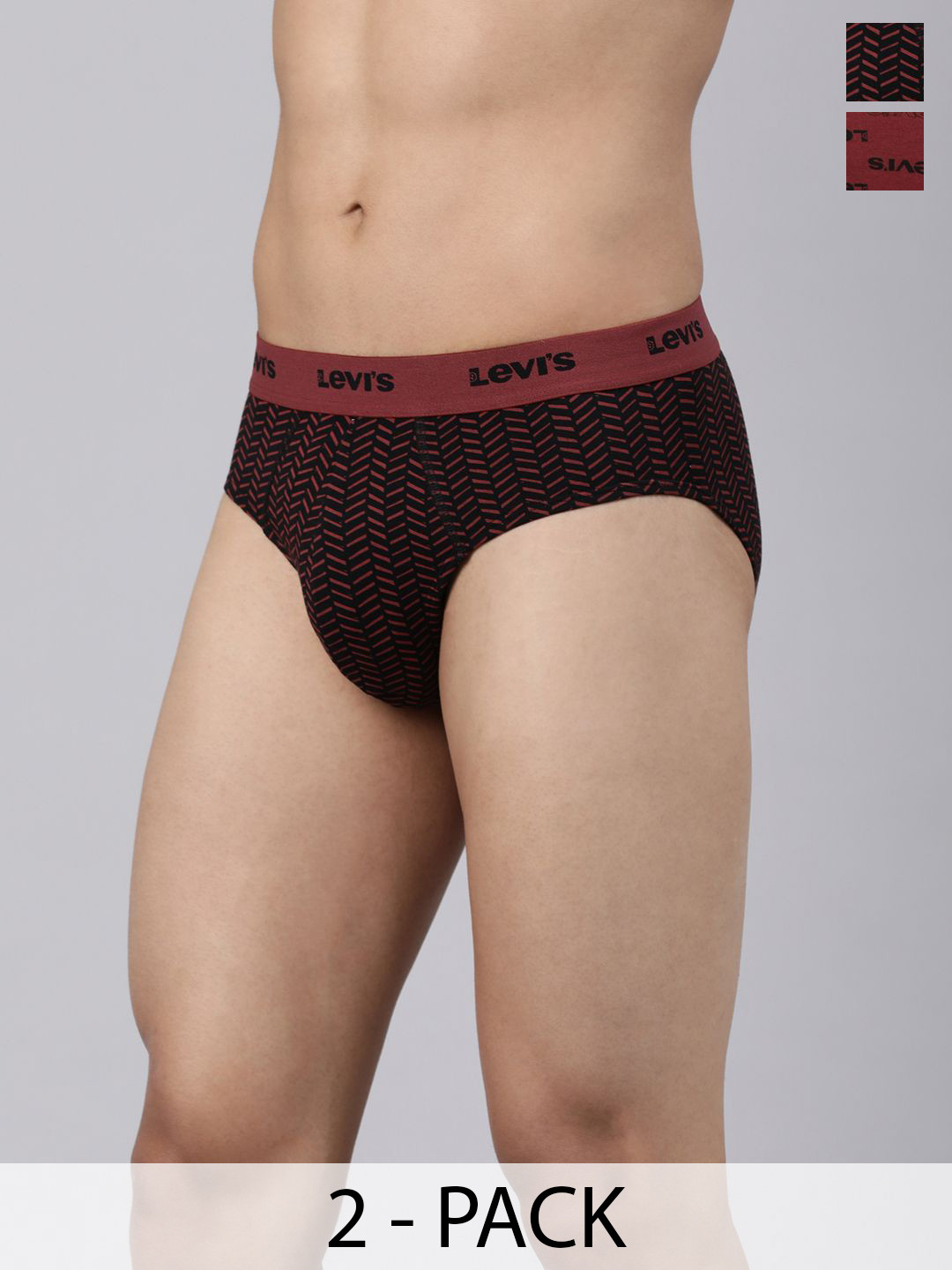 Levi's 021 Men Pack of 2 Cotton Low Rise Outer Elastic Waistband Designer Brief