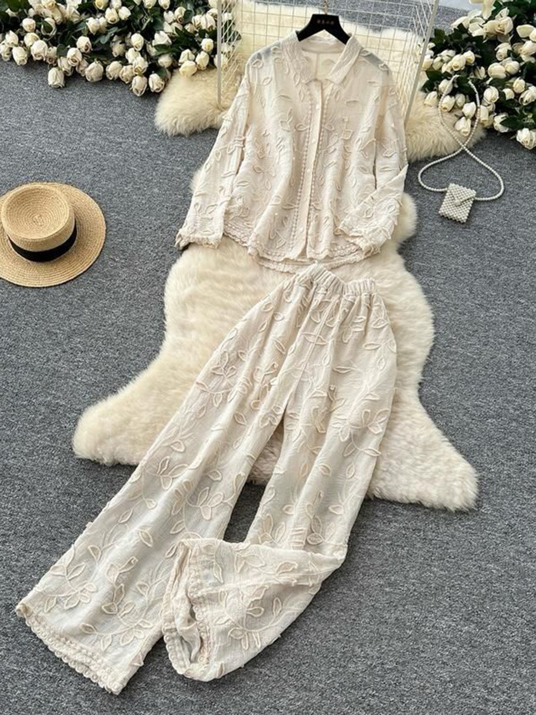 Miss Mosa By Akanksha  Beige Adele Statement Summer Coord Set