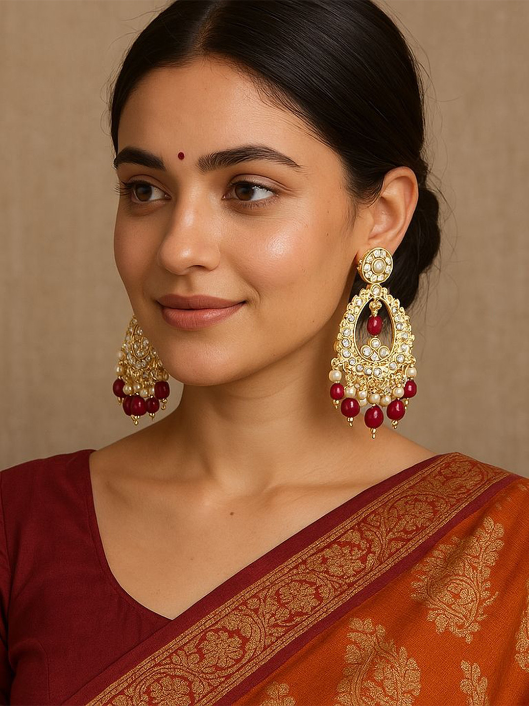 Mahi Floral Chand Bali Dangler Earrings