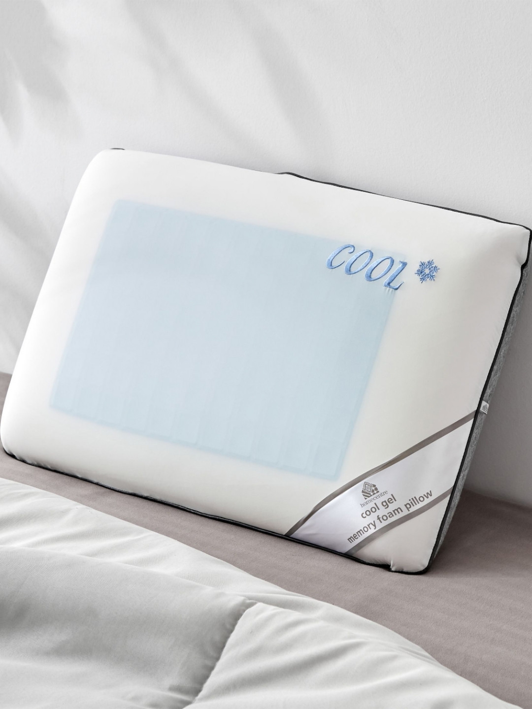 Home Centre Slumber Grey Solid Polyester Cooling Medium Memory Foam Sleep Pillow-56 x 36 x 12 cm