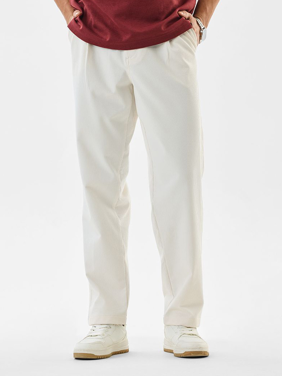Snitch White Mid-Rise Regular Fit Trouser