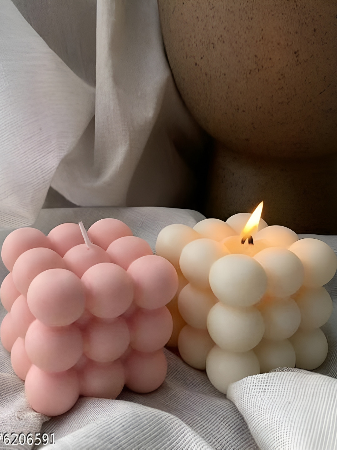 Shraddha Creation Vanilla Fragrance,Pink & White Color, Home Decor 2Pcs Scented Pillar Candles