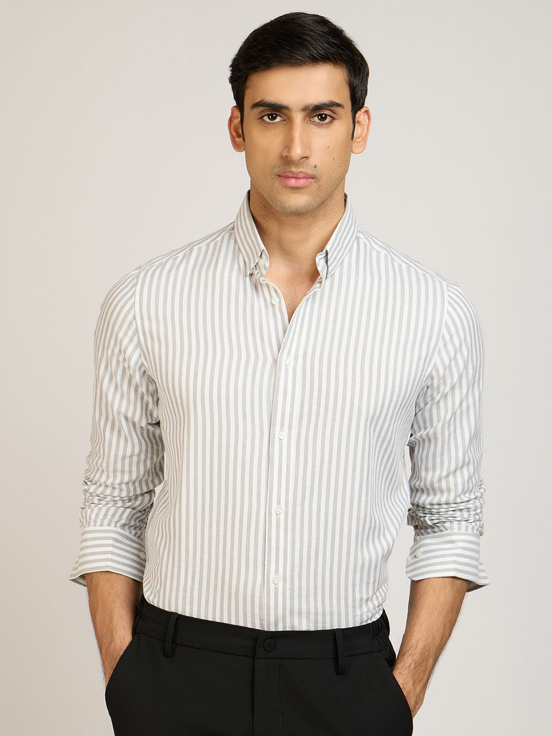 PB & J Striped Button-Down Collar Cotton Shirt