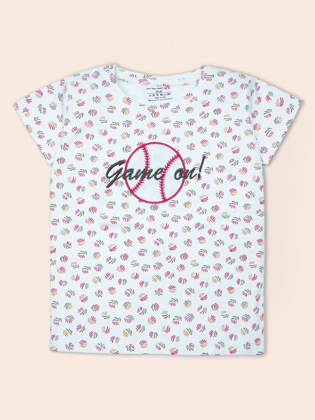 Nino Togs Boys Sports Printed Round Neck Short Sleeves Embroidered T-shirt