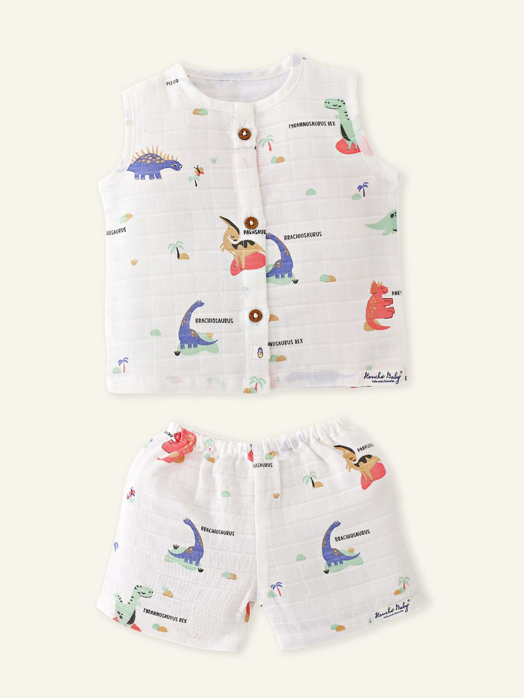 Honcho Baby Kids-Unisex Printed Shirt And Short Organic Cotton Clothing Set