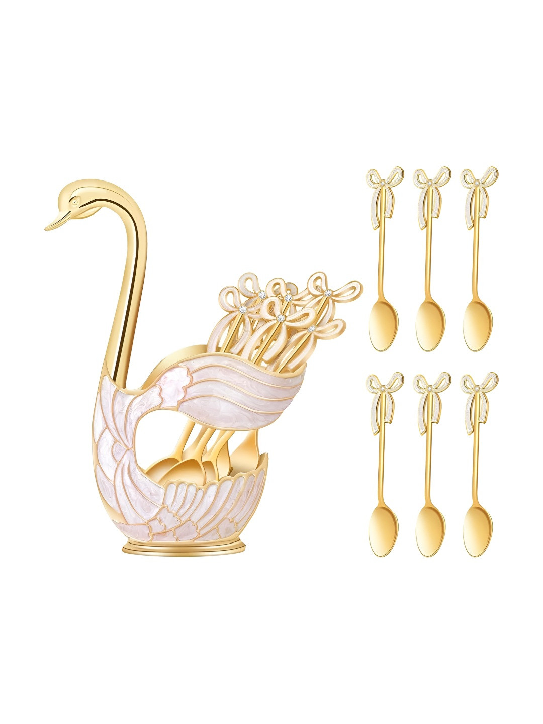Extreme Karigari Gold-Toned & Pink Stainless Steel Dessert Spoon