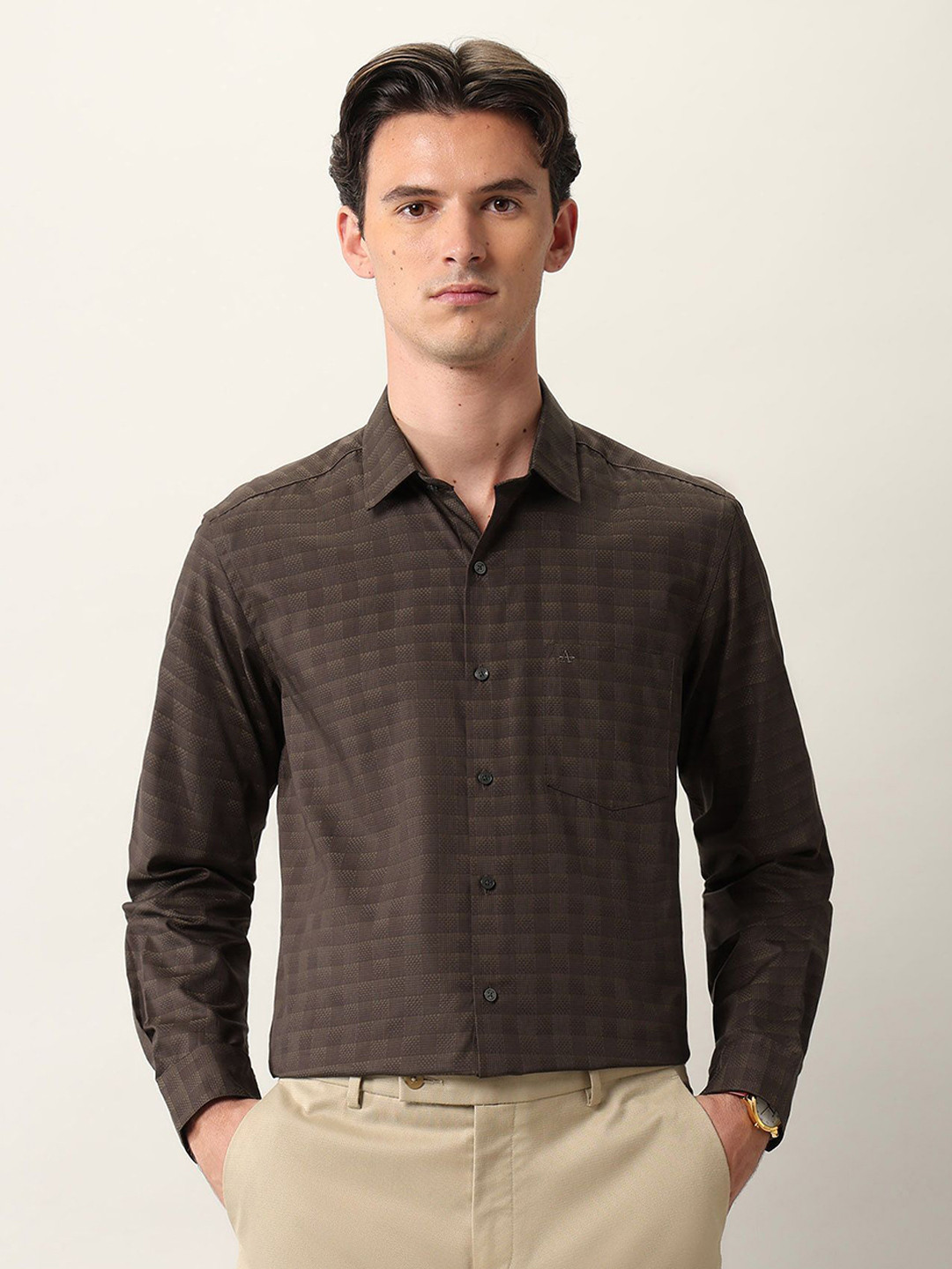 Arrow Slim Fit Checked Opaque Pure Cotton Formal Shirt