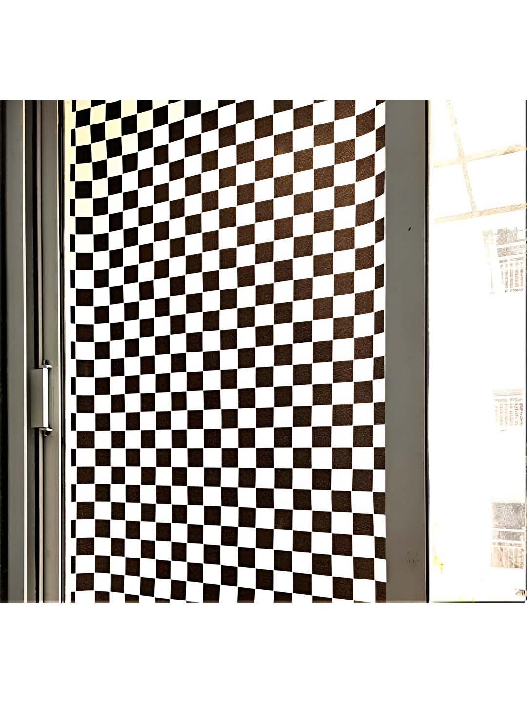 INDIAN ROYALS Black and White Chess Printed Self-Adhesive & Durable Window Sticker
