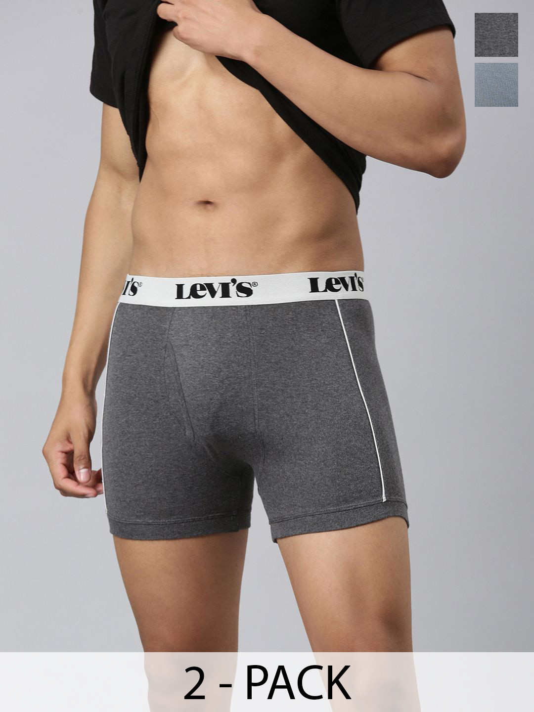 Levi's Men Pack of 2 Pure Cotton Long Length Ultrasoft Waistband Trunk