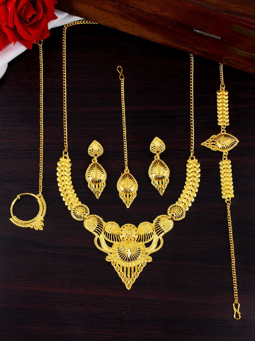 PRIVIU Gold-Plated Traditional Bridal Jewellery Set