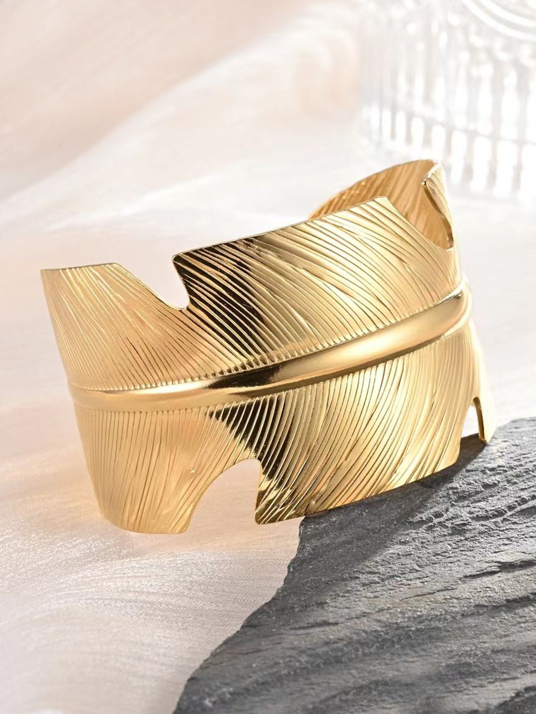 Aiza 18KT Gold Plated Regal Feathered Cuff