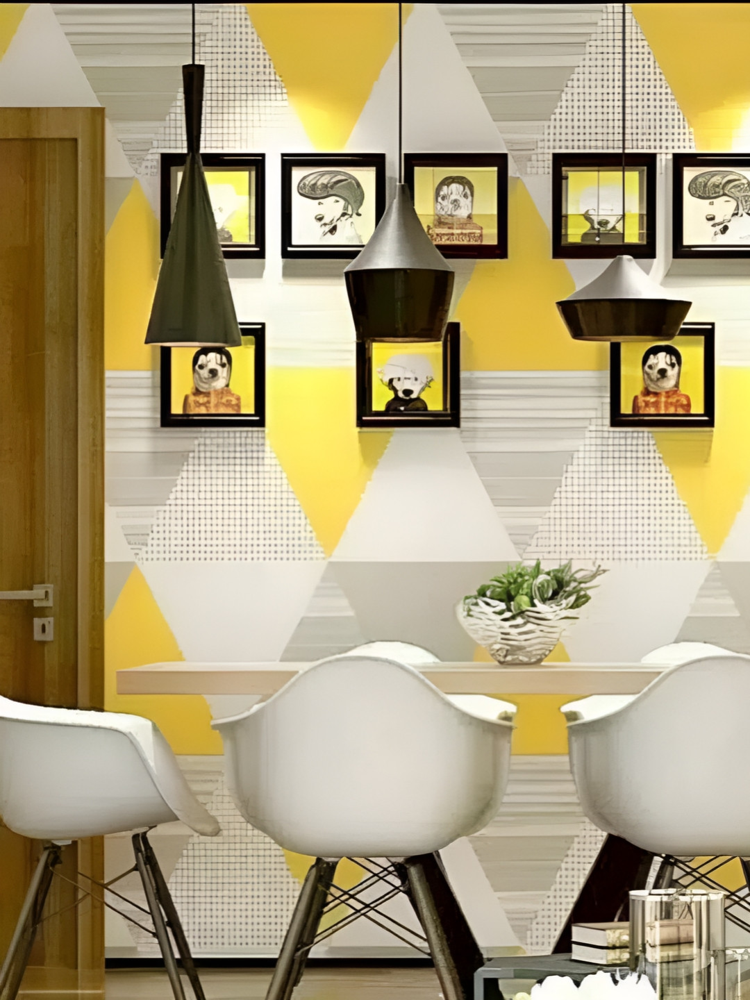 INDIAN ROYALS White & Light Yellow Printed Durable Self-Adhesive Wallpaper