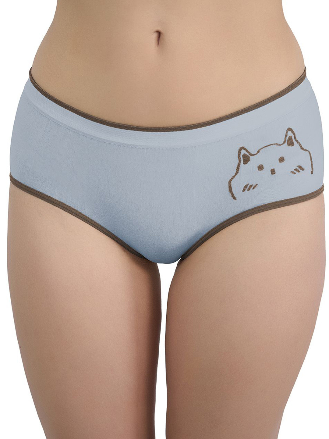 Moda Rapido Printed Seamless Basic Briefs CAT_BLUE_XS