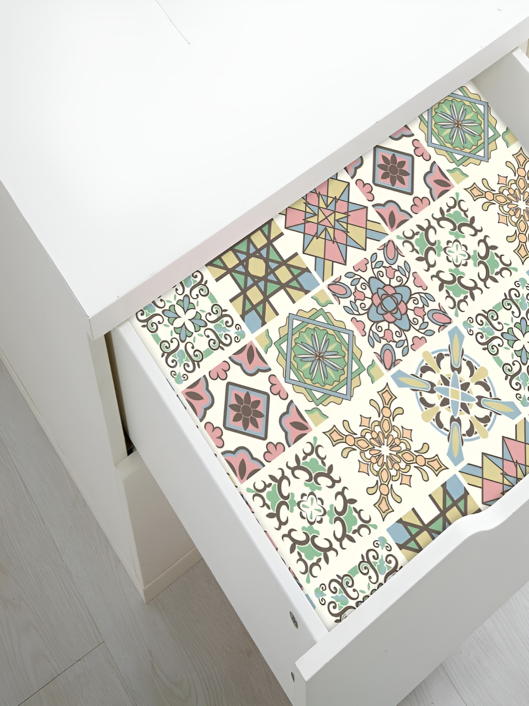 INDIAN ROYALS Blue & Green Printed Square Tile Design Waterproof Wall Sticker