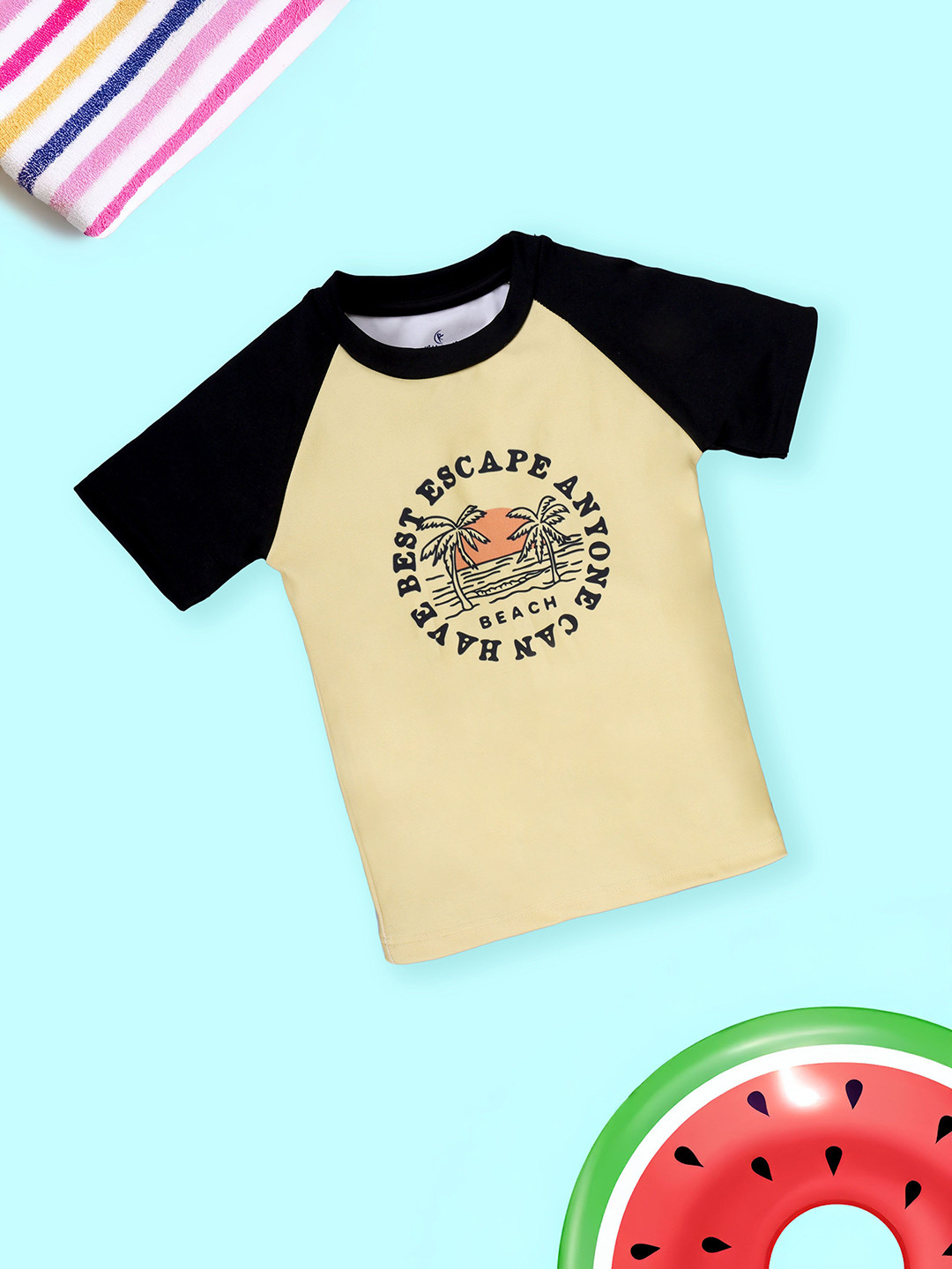 KiddoPanti Boys Printed Round Neck Swimming Tee