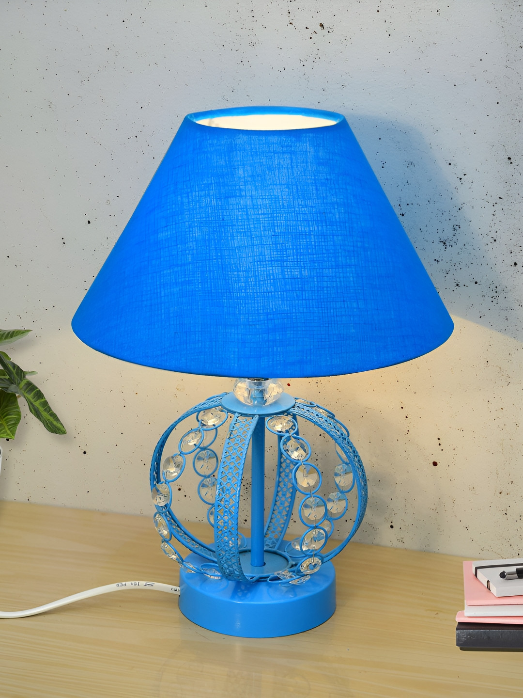 Homesake Table Lamp Turquoise Blue Metal Frusturical Shaped Table Lamp