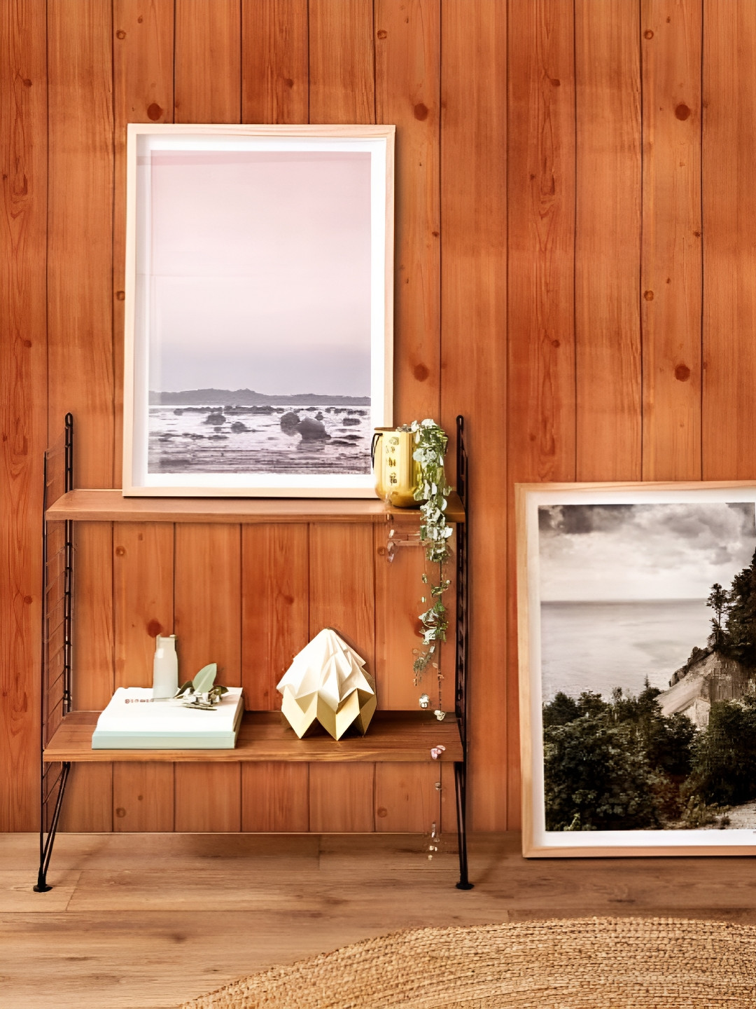 INDIAN ROYALS Orange & Small Black Stripes Printed Self-Adhesive & Durable Wall Sticker