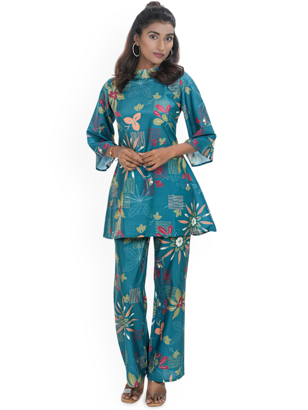 GO BOUJEE High Neck Top With Trousers Co-Ords