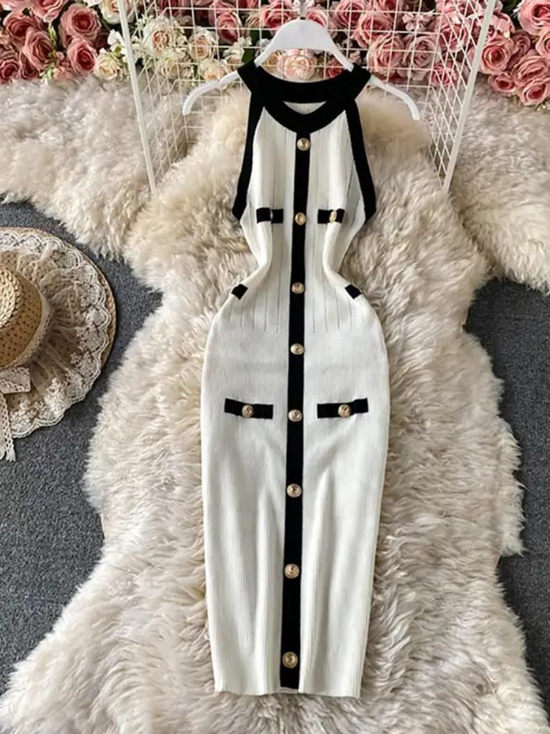 Miss Mosa By Akanksha  Women Cotton White Heya Luxe Soft Knit Dress