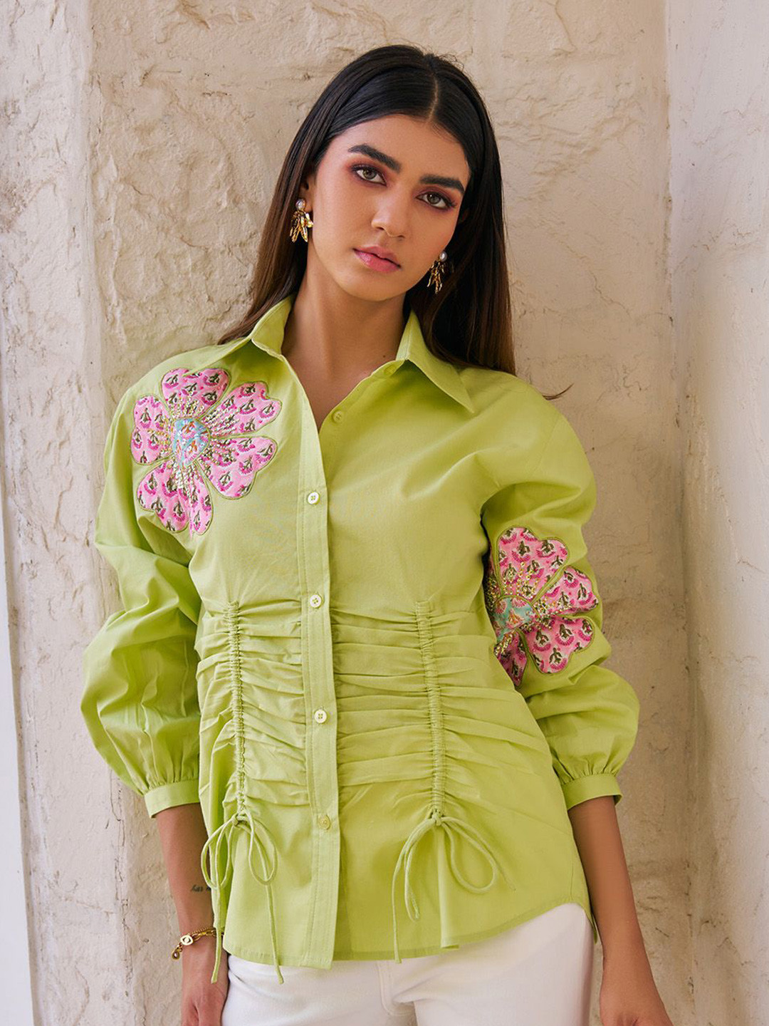 By The Bay Kate Floral Embroidered Pure Cotton Shirt