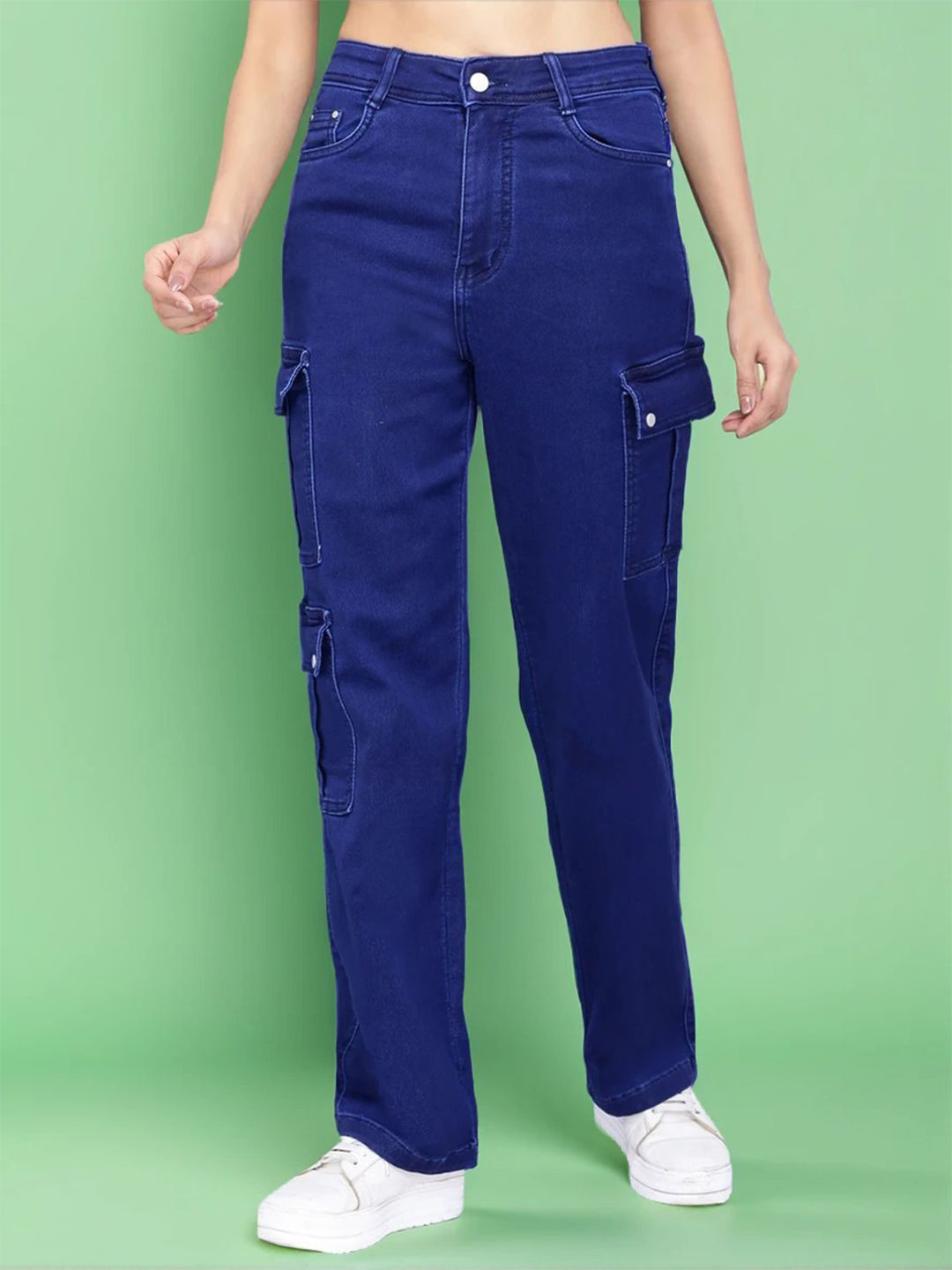 DressBerry Women Rodeo Straight Fit High-Rise Cargo Jeans