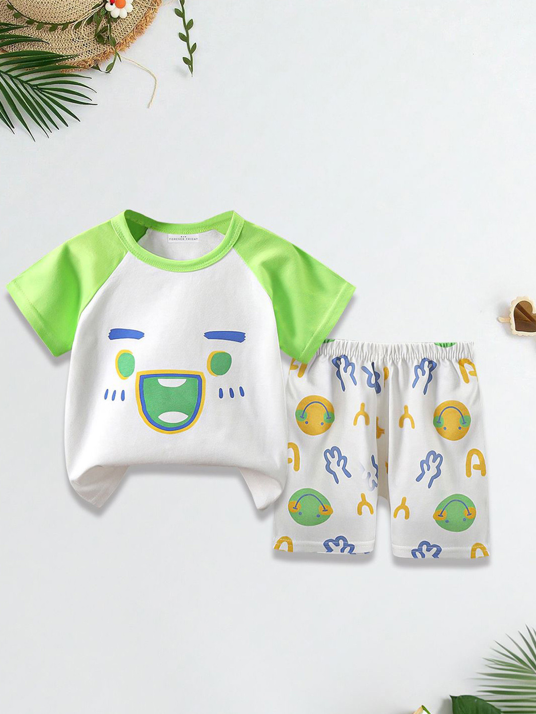 FOREVER FRIDAY Boy Printed T-shirt with Shorts Clothing Sets