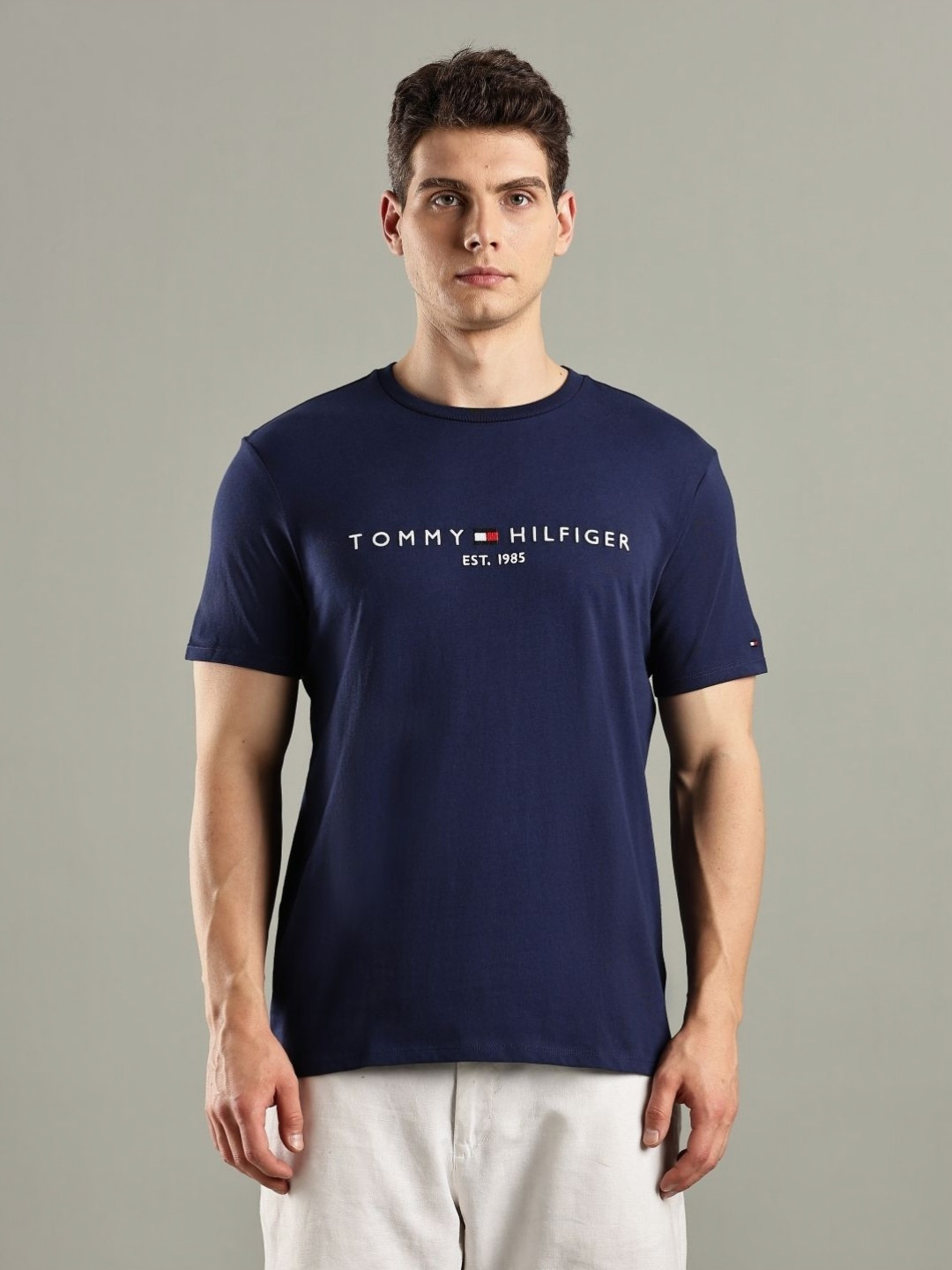 Tommy HilfigerBrand Logo Printed Pure Cotton Regular-Fit T-shirt