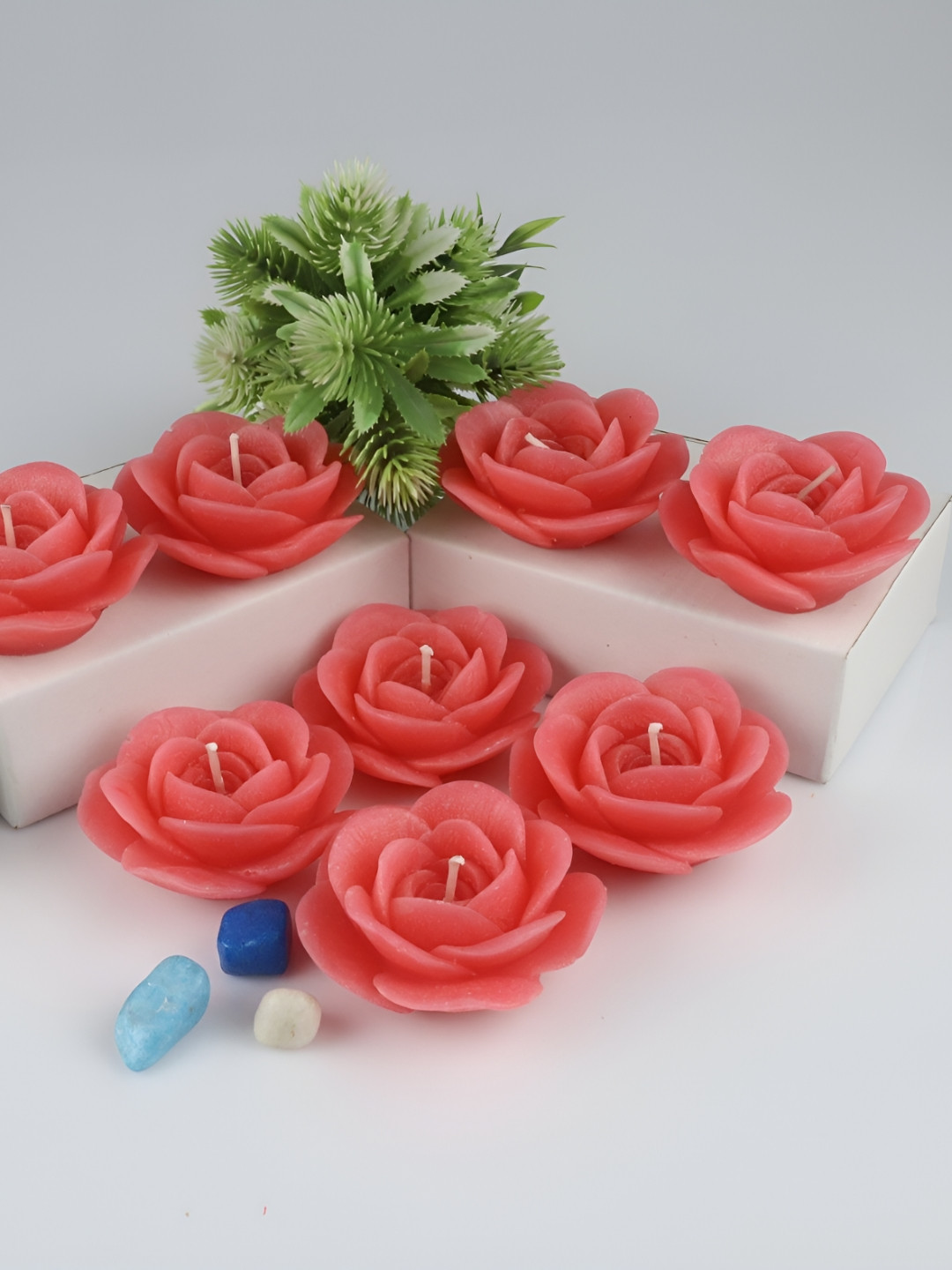 Shraddha Creation Floating Rose, Pink Color Home Decor 8Pcs Scented Solid Candles