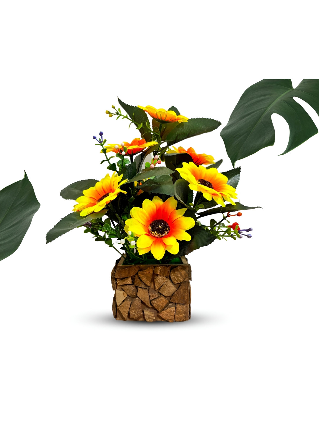 Asharya Yellow & Green Hanging Artificial Plant With Pot