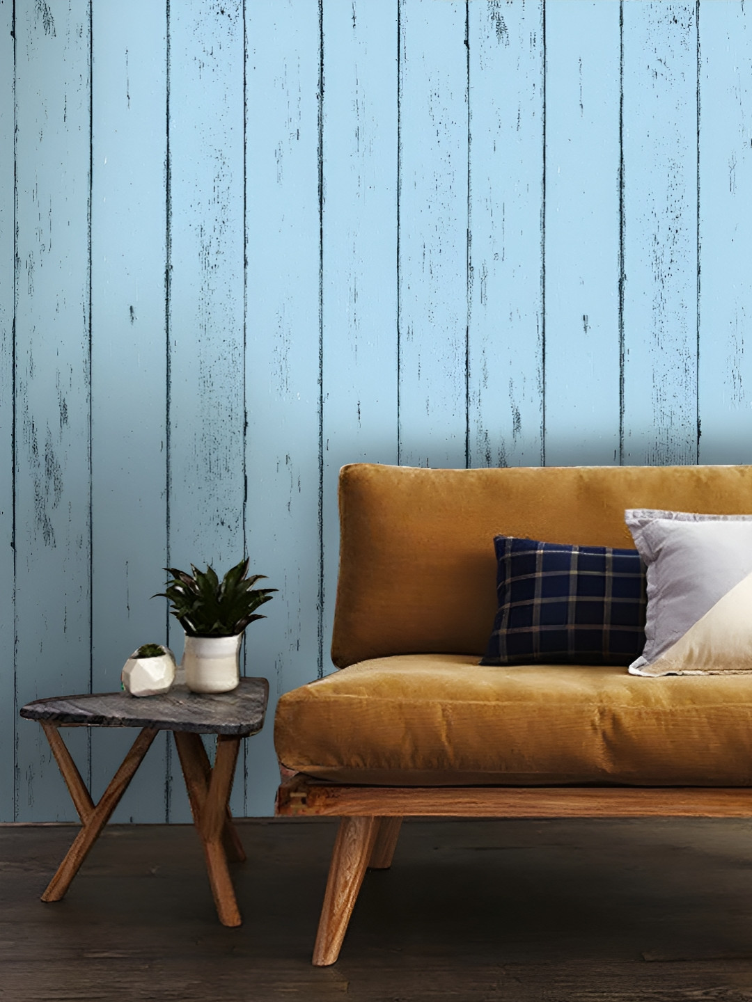 INDIAN ROYALS Blue & Black Printed Lines Design Waterproof Wallpaper