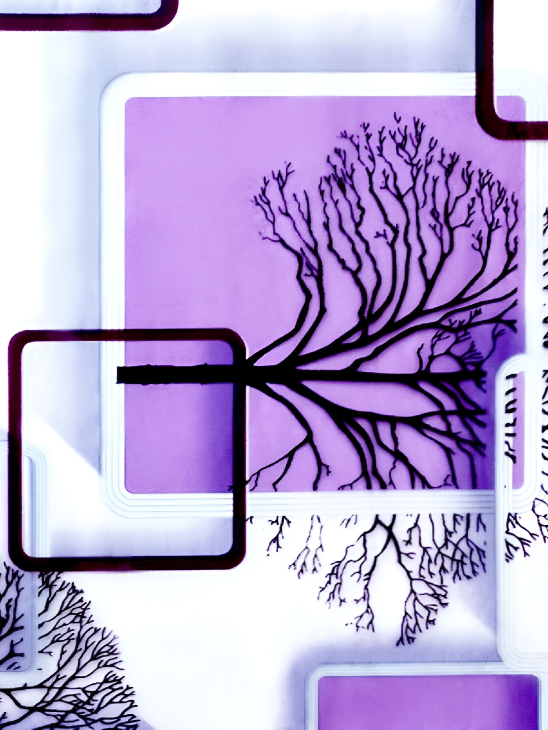 INDIAN ROYALS Purple & White Printed Tree Design Waterproof Wall Sticker